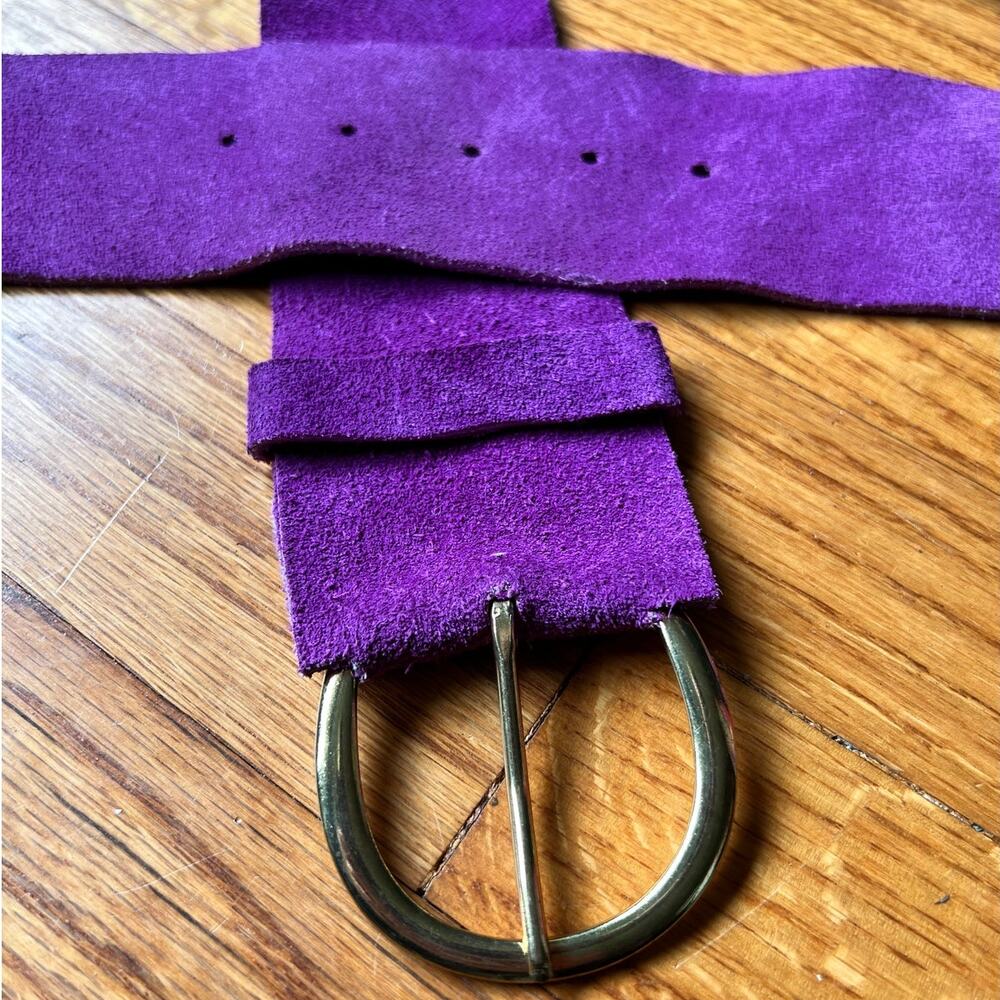 80s 90s Vintage Purple Suede Wide Belt Plus Size 43-47" - Picture 2 of 5